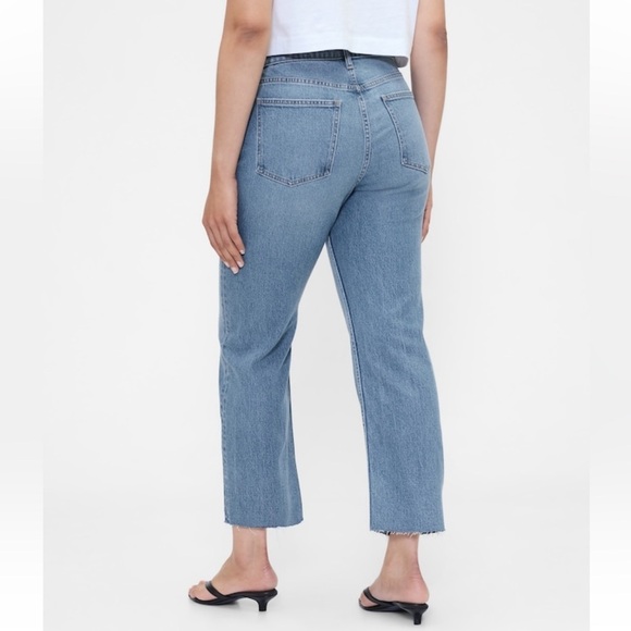 GAP Mid-Wash Medium Indigo High Rise Straight Raw Hem Cropped Jeans size 31 r - Picture 9 of 9